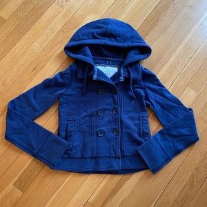 Abercrombie & Fitch Sweatshirt Cardigan Double Breasted, Navy. LIKE NEW!!! Small